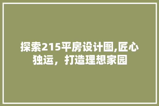 探索215平房设计图,匠心独运，打造理想家园