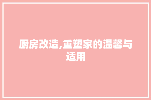 厨房改造,重塑家的温馨与适用
