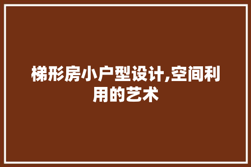 梯形房小户型设计,空间利用的艺术