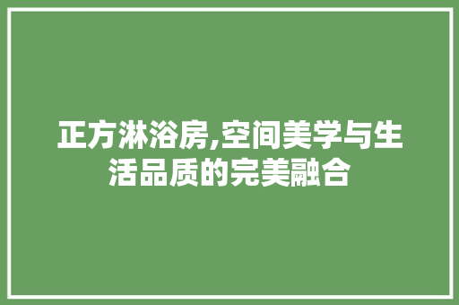 正方淋浴房,空间美学与生活品质的完美融合