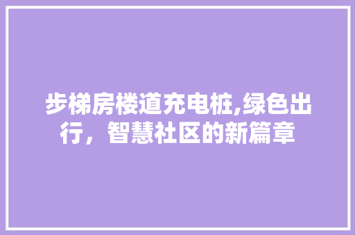 步梯房楼道充电桩,绿色出行，智慧社区的新篇章