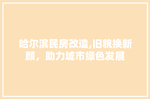 哈尔滨民房改造,旧貌换新颜，助力城市绿色发展