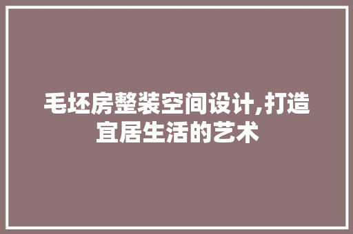 毛坯房整装空间设计,打造宜居生活的艺术