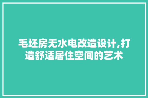 毛坯房无水电改造设计,打造舒适居住空间的艺术