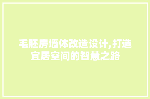毛胚房墙体改造设计,打造宜居空间的智慧之路