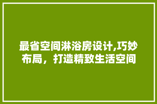 最省空间淋浴房设计,巧妙布局，打造精致生活空间