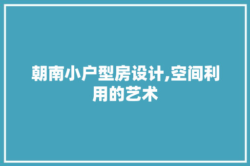 朝南小户型房设计,空间利用的艺术