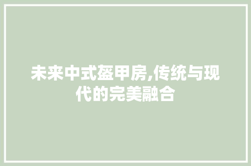 未来中式盔甲房,传统与现代的完美融合