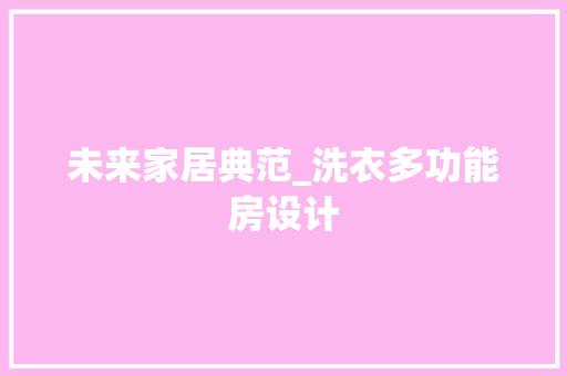 未来家居典范_洗衣多功能房设计