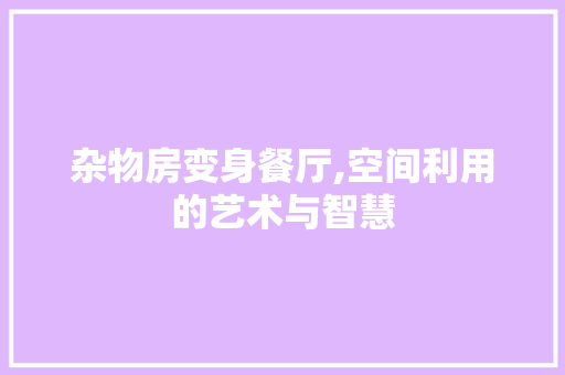 杂物房变身餐厅,空间利用的艺术与智慧
