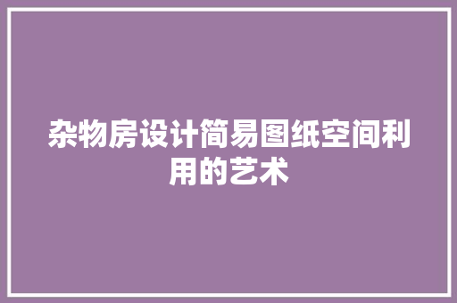杂物房设计简易图纸空间利用的艺术