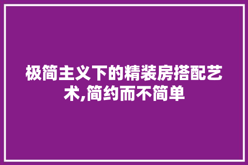 极简主义下的精装房搭配艺术,简约而不简单