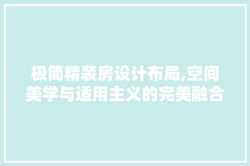 极简精装房设计布局,空间美学与适用主义的完美融合