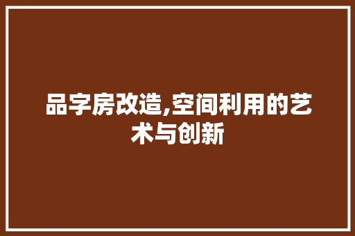 品字房改造,空间利用的艺术与创新