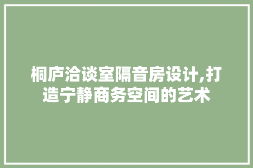 桐庐洽谈室隔音房设计,打造宁静商务空间的艺术