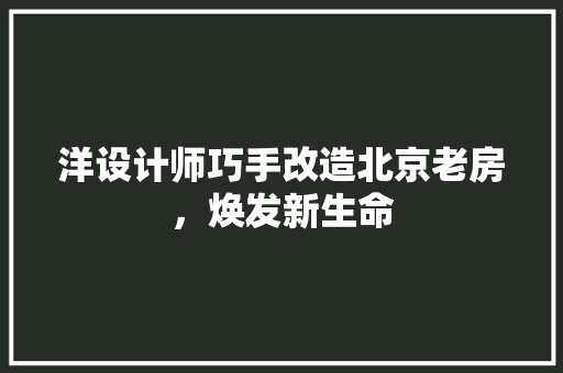 洋设计师巧手改造北京老房，焕发新生命