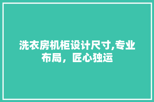 洗衣房机柜设计尺寸,专业布局，匠心独运