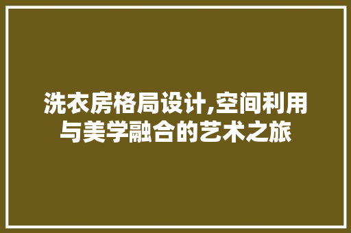 洗衣房格局设计,空间利用与美学融合的艺术之旅
