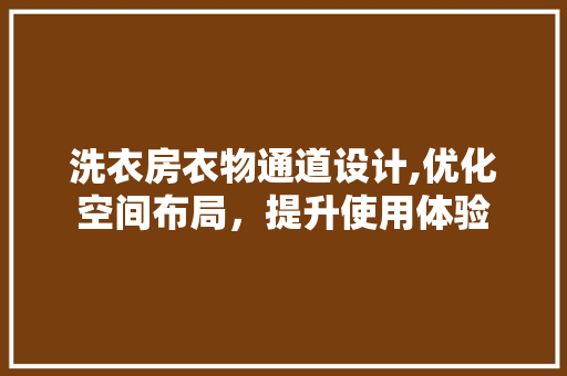 洗衣房衣物通道设计,优化空间布局，提升使用体验