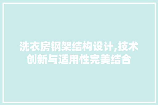 洗衣房钢架结构设计,技术创新与适用性完美结合