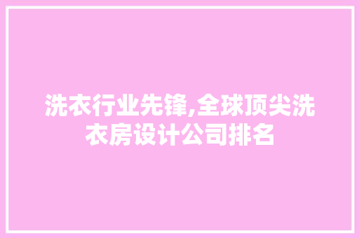 洗衣行业先锋,全球顶尖洗衣房设计公司排名