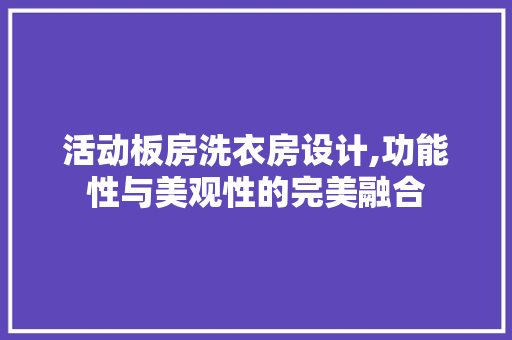 活动板房洗衣房设计,功能性与美观性的完美融合