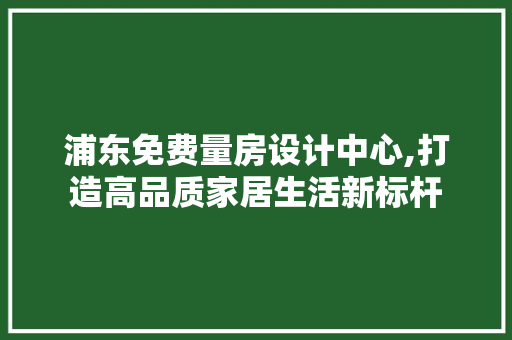 浦东免费量房设计中心,打造高品质家居生活新标杆