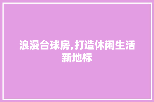 浪漫台球房,打造休闲生活新地标