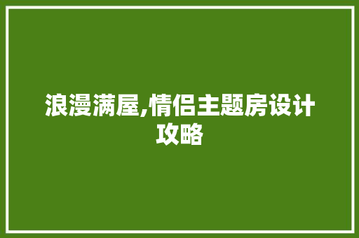 浪漫满屋,情侣主题房设计攻略