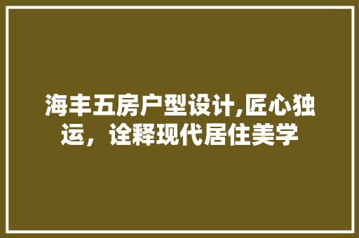 海丰五房户型设计,匠心独运，诠释现代居住美学