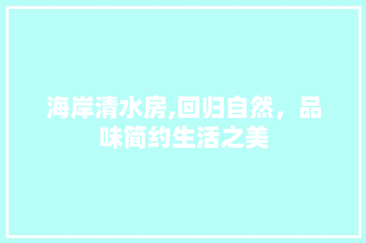海岸清水房,回归自然，品味简约生活之美