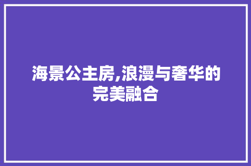 海景公主房,浪漫与奢华的完美融合