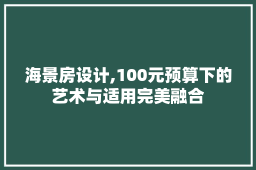 海景房设计,100元预算下的艺术与适用完美融合