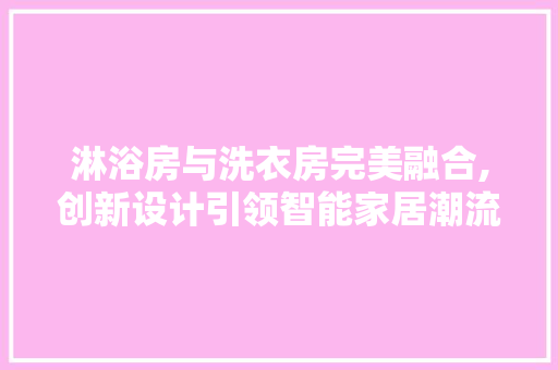 淋浴房与洗衣房完美融合,创新设计引领智能家居潮流