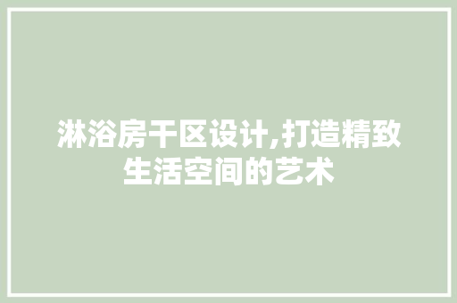 淋浴房干区设计,打造精致生活空间的艺术