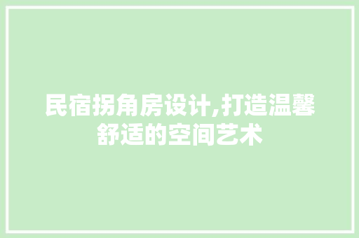 民宿拐角房设计,打造温馨舒适的空间艺术