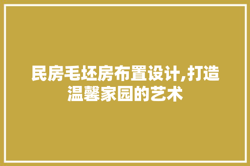 民房毛坯房布置设计,打造温馨家园的艺术