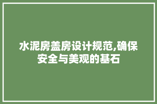 水泥房盖房设计规范,确保安全与美观的基石