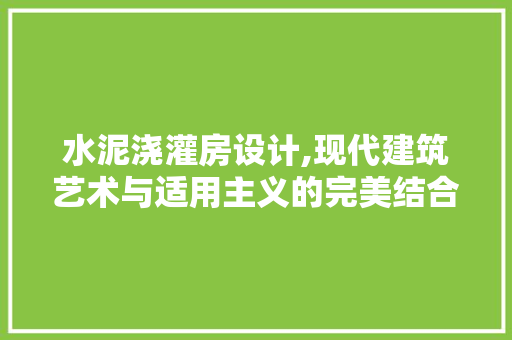 水泥浇灌房设计,现代建筑艺术与适用主义的完美结合