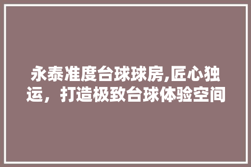永泰准度台球球房,匠心独运，打造极致台球体验空间