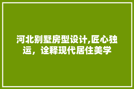 河北别墅房型设计,匠心独运，诠释现代居住美学