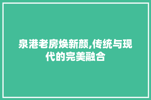 泉港老房焕新颜,传统与现代的完美融合