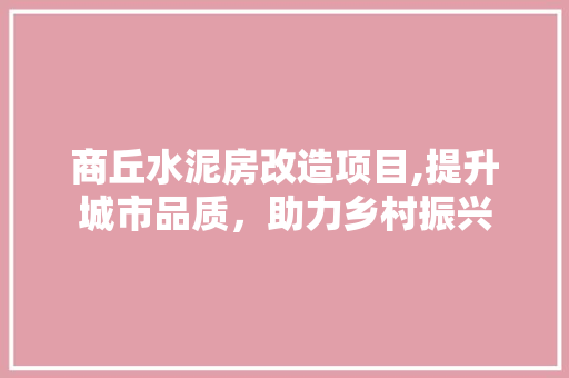 商丘水泥房改造项目,提升城市品质，助力乡村振兴
