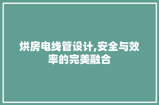 烘房电线管设计,安全与效率的完美融合