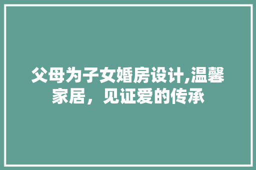 父母为子女婚房设计,温馨家居，见证爱的传承