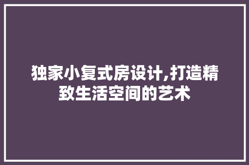 独家小复式房设计,打造精致生活空间的艺术
