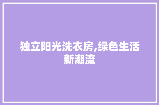 独立阳光洗衣房,绿色生活新潮流