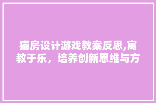 猫房设计游戏教案反思,寓教于乐，培养创新思维与方法能力