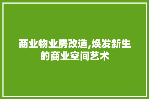 商业物业房改造,焕发新生的商业空间艺术