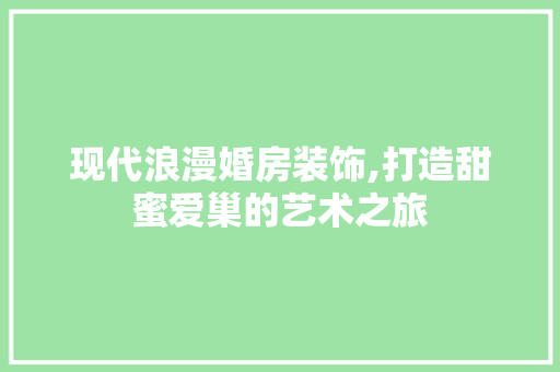现代浪漫婚房装饰,打造甜蜜爱巢的艺术之旅